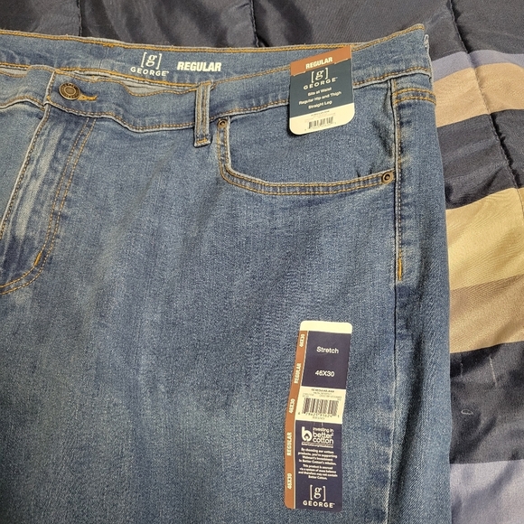 GEORGE Straight Leg Denim Jeans- Men's Big & Tall 46x30 Medium Wash NWT - Picture 3 of 6